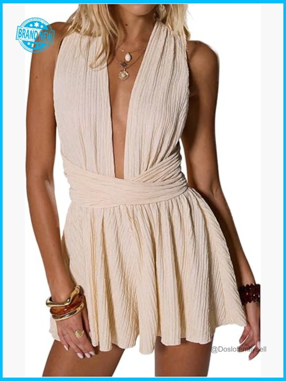 Halter Romper Criss Cross Backless Summer Party Short Jumpsuit